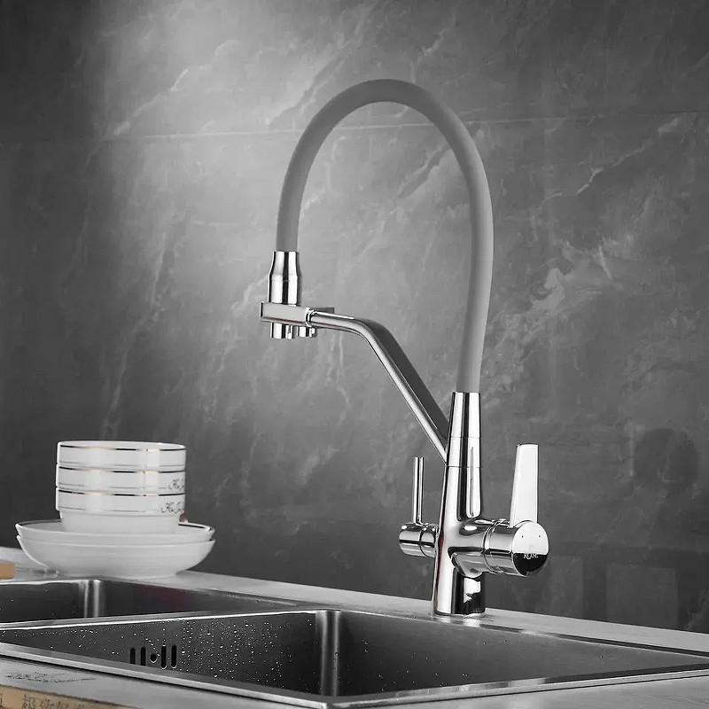 Смеситель для кухни Rose R558 цвет Хром Серый