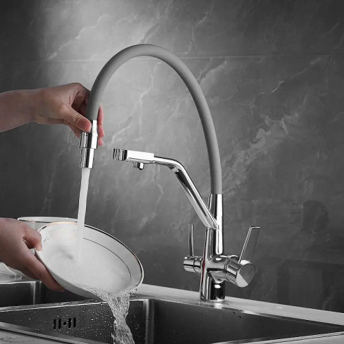 Смеситель для кухни Rose R558 цвет Хром Серый