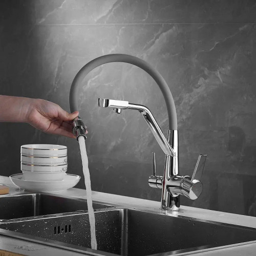 Смеситель для кухни Rose R558 цвет Хром Серый