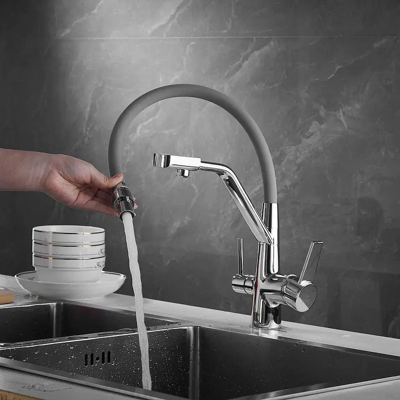 Смеситель для кухни Rose R558 цвет Хром Серый