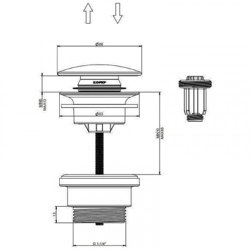 Донный клапан Grocenberg GB106NK click-clack Никель