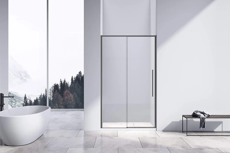 Душевая дверь Vincea Slim-N 140 VDS-4SN140CLGM профиль Вороненая сталь стекло прозрачное