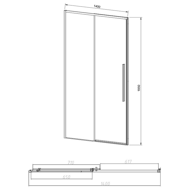 Душевая дверь Vincea Slim-N 140 VDS-4SN140CLGM профиль Вороненая сталь стекло прозрачное