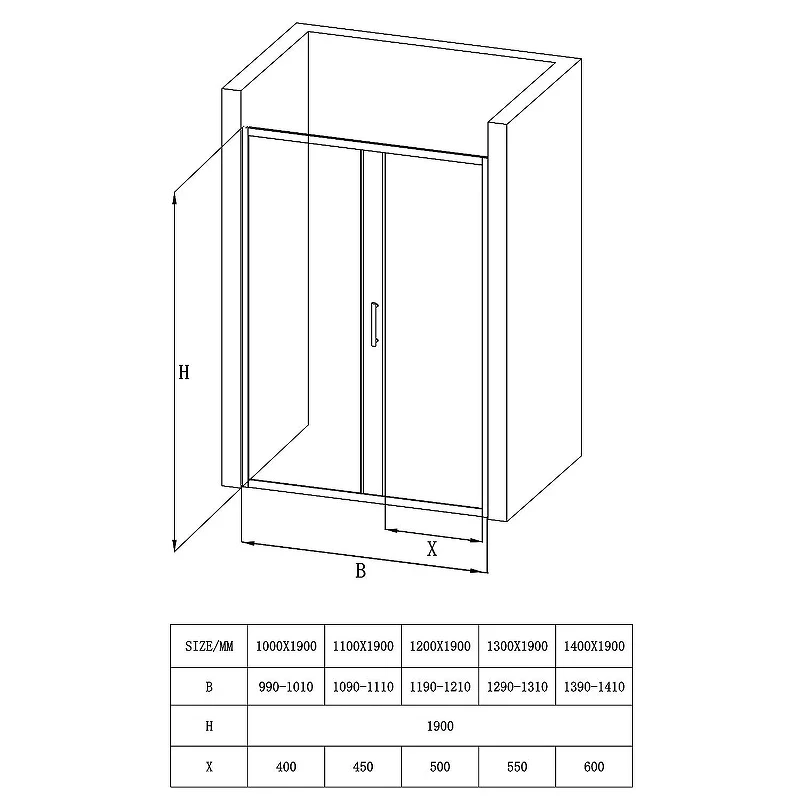 Душевая дверь Loranto 130 CS-AB03GG-130 профиль Серый матовый стекло прозрачное