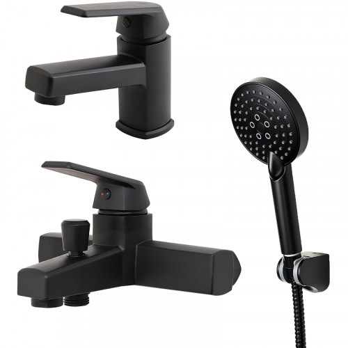 Комплект смесителей Orange OneLife P02-311b Черный нержавеющая сталь