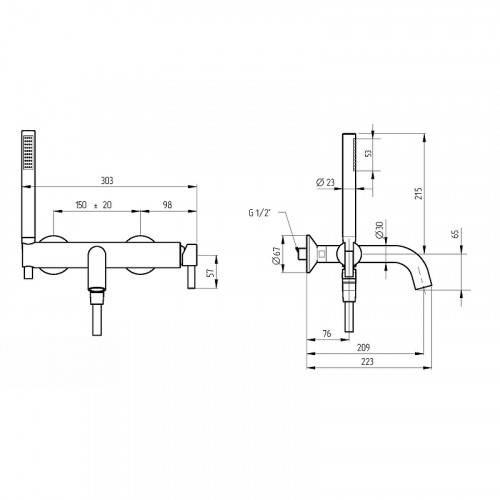 Смеситель для ванны Migliore Sirius 28178 Золото латунь на стену
