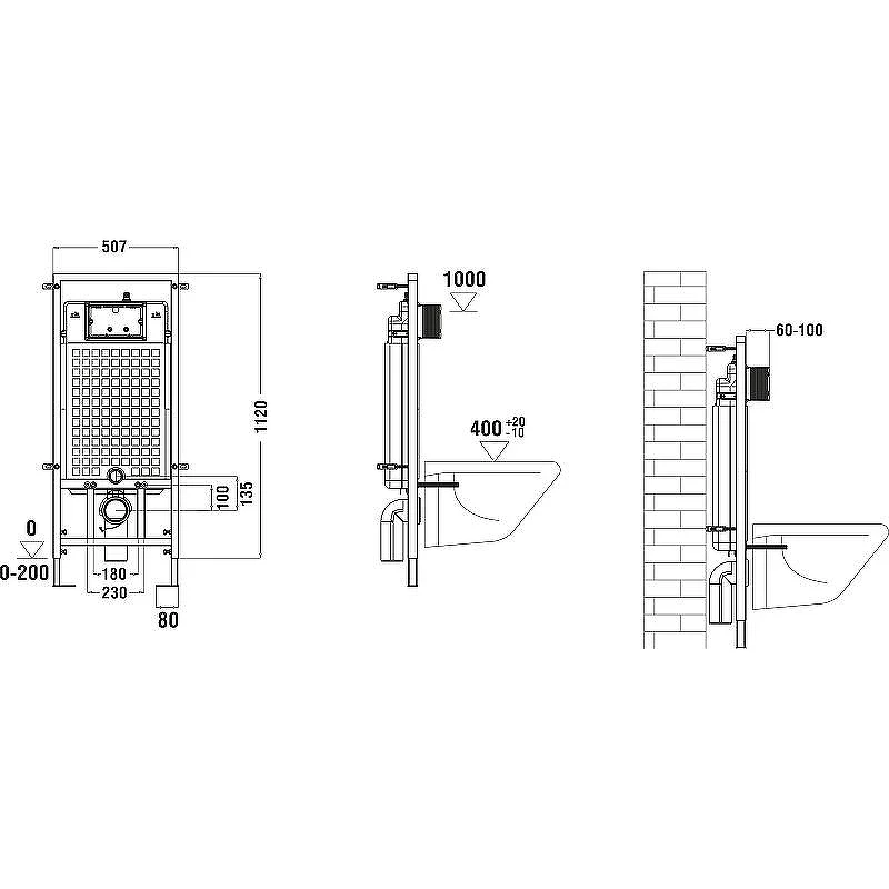 Комплект унитаза с инсталляцией WeltWasser MARBERG 507 + ERLENBACH 004 GL-WT + MAR 507 SE MT-BL 10000010381 цвет Белый глянцевый с сиденьем Микролифт и клавишей смыва цвет Черный матовый