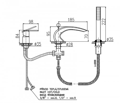 Смеситель на борт ванны Rav Slezak Loira LR572.5SZ Золото латунь