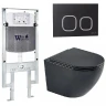 Комплект унитаза с инсталляцией WeltWasser AMBERG 497 ST + MERZBACH 043 MT-BL + AMBERG RD-BL 10000011335 цвет Черный матовый с сиденьем Микролифт и клавишей смыва цвет Черный