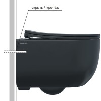 Унитаз Berges Ventas Black Rimless 082136 подвесной Черный с сиденьем Микролифт фарфор подвесной