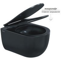 Унитаз Berges Ventas Black Rimless 082136 подвесной Черный с сиденьем Микролифт фарфор подвесной