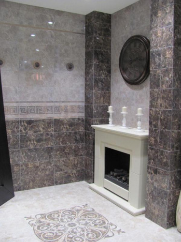 Керамический декор Керамин Эллада 7 тип-1 Геометрия 20х50 серый для ванной комнаты Беларусь