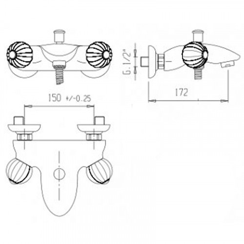 Смеситель для ванны Cezares Royal Palace ROYAL PALACE-V-02-MS Бронза
