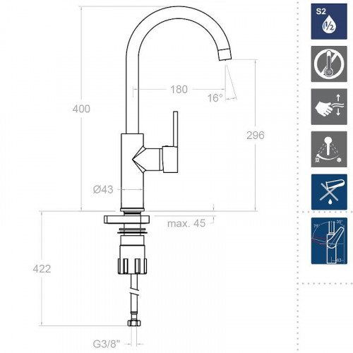 Смеситель для кухни Ramonsoler Drako 330602NM Черный матовый