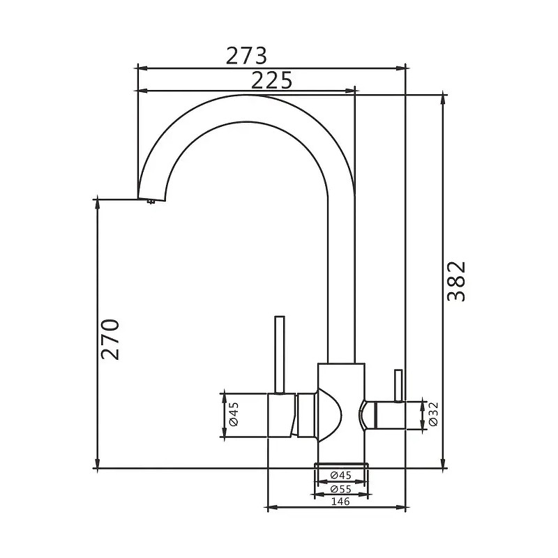 Смеситель для кухни Shevanik S168 цвет Хром