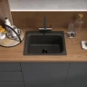 Кухонная мойка Reflexion Optima 52 RX0952BL цвет Черный со смесителем Viko V-3224 Хром Черный