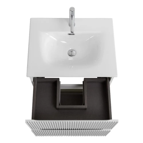 Тумба с раковиной BelBagno Uno 60 UNO-600-2C-SO-BO+Uno 60 BB-8099-60 подвесная цвет Bianco Opaco