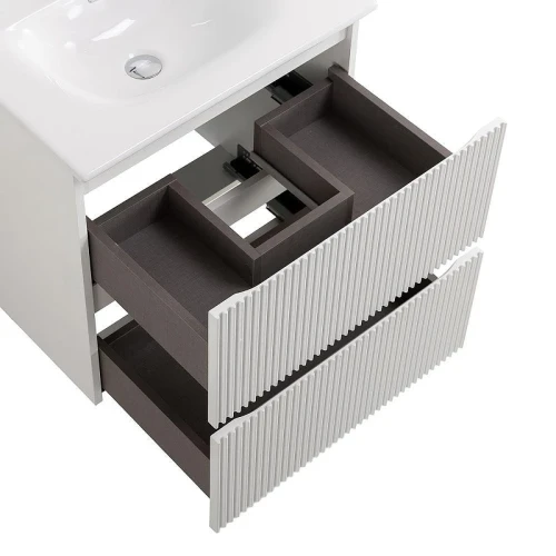 Тумба с раковиной BelBagno Uno 60 UNO-600-2C-SO-BO+Uno 60 BB-8099-60 подвесная цвет Bianco Opaco