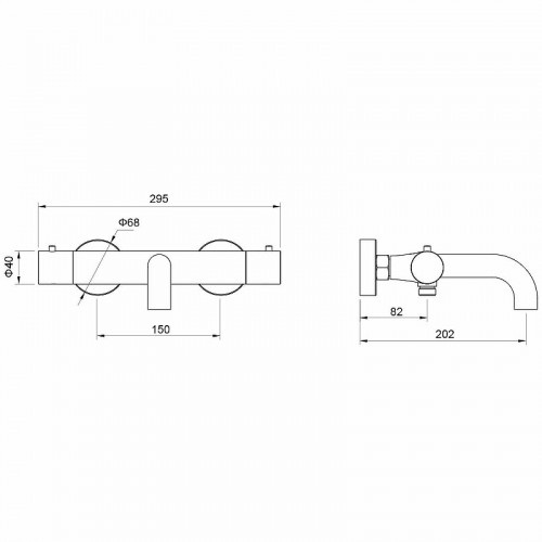 Смеситель для ванны Aquatek Европа AQ1343CR с термостатом Хром латунь на стену