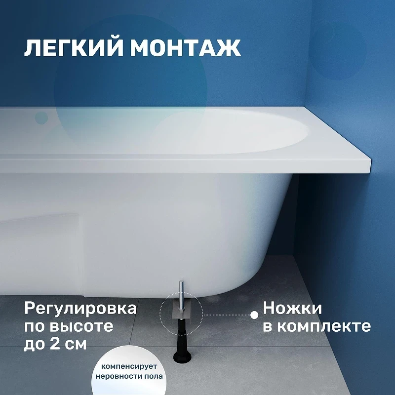Акриловая ванна Vincea 150х75 VBT-2A150-LG цвет Белый