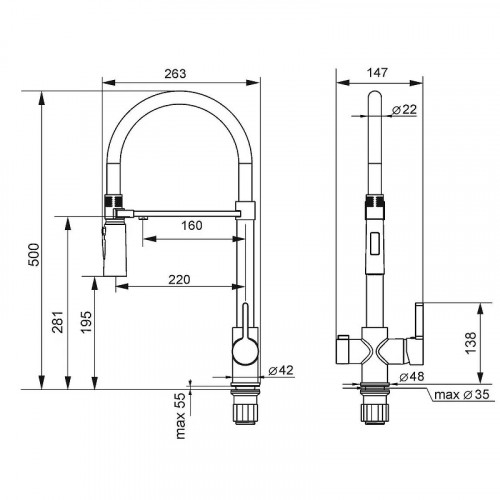 Смеситель для кухни Ulgran U-026 хром цвет Хром Черный