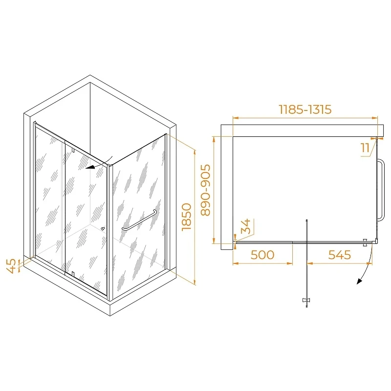 Душевой уголок RGW Passage 120x90 410844129-011 профиль цвет Хром стекло прозрачное