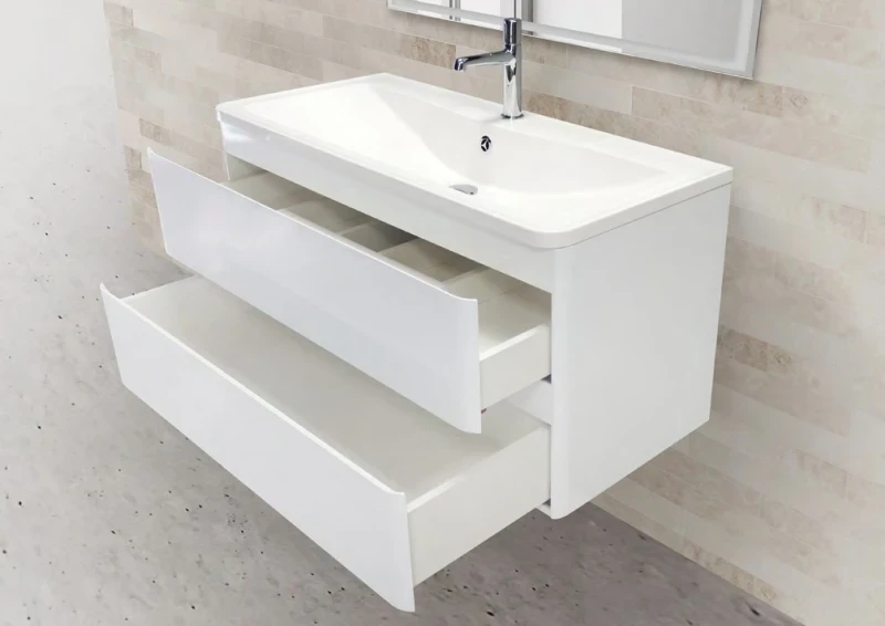 Тумба под раковину BelBagno ACQUA-900-2C-SO-BL подвесная Bianco Lucido МДФ / ЛДСП