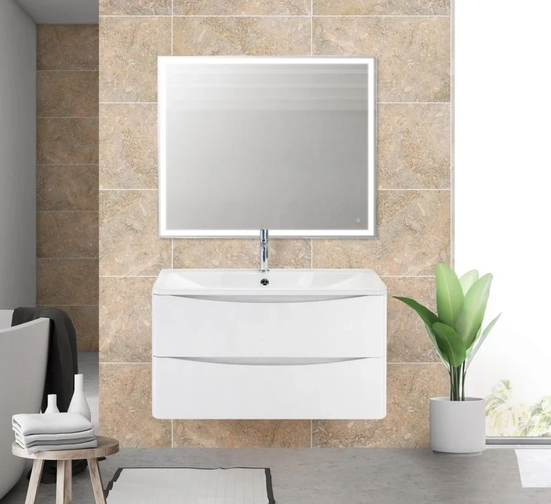 Тумба под раковину BelBagno ACQUA-900-2C-SO-BL подвесная Bianco Lucido МДФ / ЛДСП