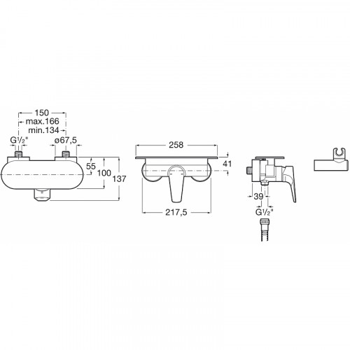 Смеситель для душа Roca Atlas 5A2190C0M Хром латунь на стену
