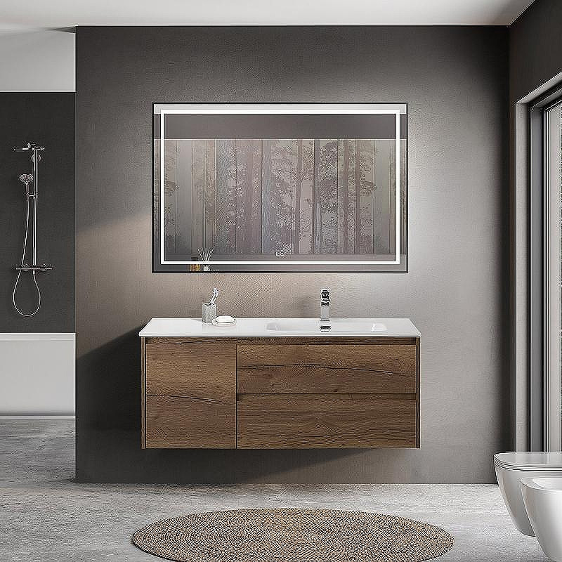 Тумба с раковиной BelBagno Kraft 120 R KRAFT-1200-2C-1A-SO-RT-R+120 R BB1200ETL-R подвесная цвет Rovere Tabacco