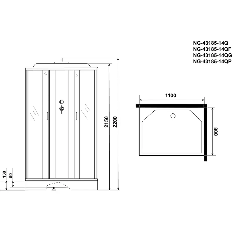 Душевая кабина Niagara Classic 110х80 NG-43185-14QP без гидромассажа