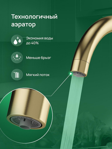 Смеситель для кухни Domaci Ливорно D8662GM цвет Золото матовое