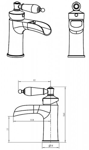 Смеситель для раковины Boheme Vogue 221-BSW Хром латунь