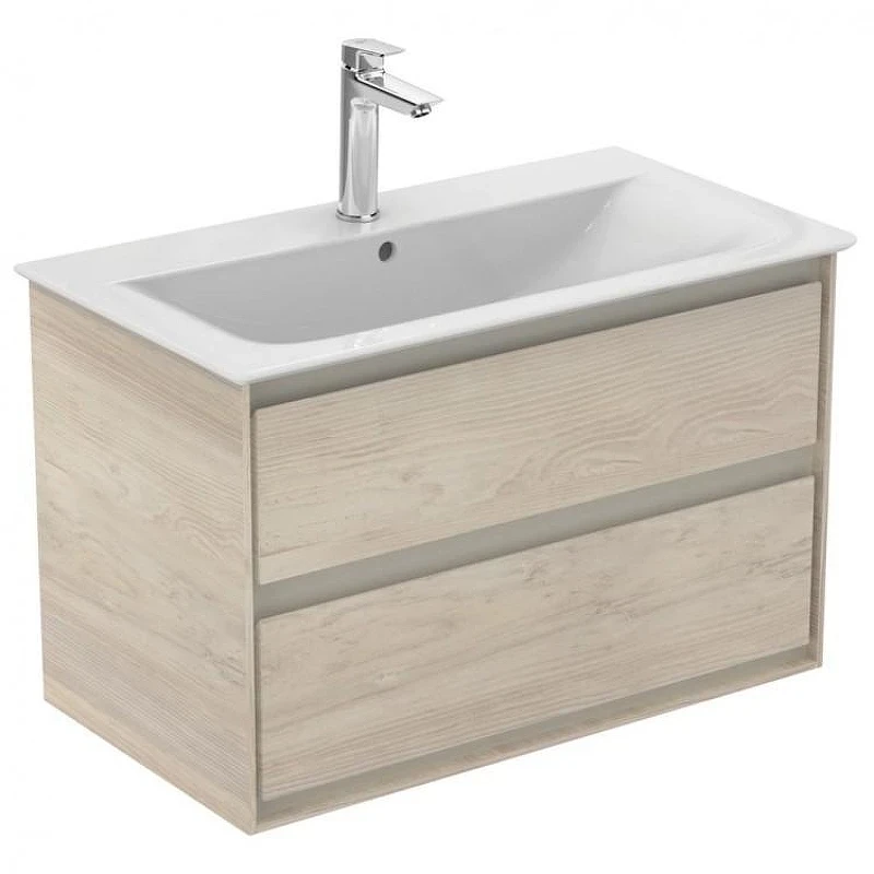 Тумба под раковину Ideal Standard Connect Air 80 E0819UK подвесная цвет Wood light brown + Matt Light Brown (Светло-коричневое дерево + Светло-коричневый матовый)