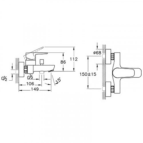 Смеситель для ванны Vitra Flow Soft A4294636EXP Черный матовый
