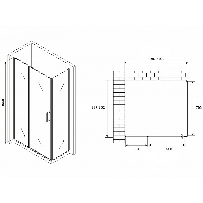 Душевой уголок Abber Sonnenstrand 100x85 AG04100S-S85 профиль Хром стекло прозрачное