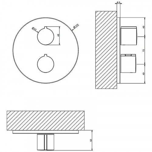 Смеситель для душа Gessi Emporio Via tortona 38777#031 с термостатом Хром