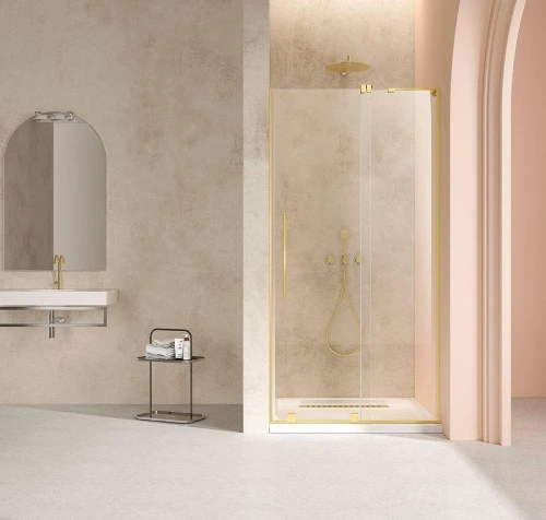 Душевая дверь Vincea Волк-Ин (Walk-In) 120 R VDS-4WSL120CLG-R профиль Брашированное золото стекло прозрачное