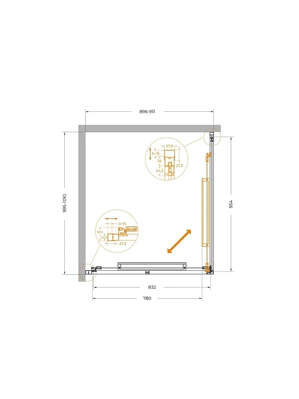 Душевой уголок Cezares Lux 90x100 LUX-AH-FS-1-90/100-C-CR профиль Хром стекло прозрачное