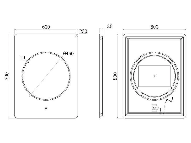 Зеркало Uni-Flow Mirror 60 M639 с подсветкой с сенсорным выключателем и подогревом