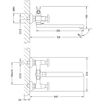 Смеситель для ванны Lemark Flora LM0152C универсальный Хром латунь на стену