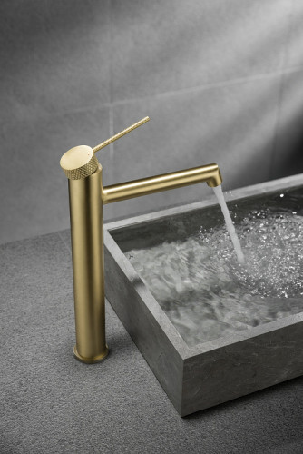 Смеситель для раковины Vincea Rim VBF-2RM2BG Брашированное золото латунь