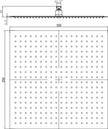 Верхний душ RGW Shower Panels SP-82-25 21148225-01 Хром нержавеющая сталь на потолок