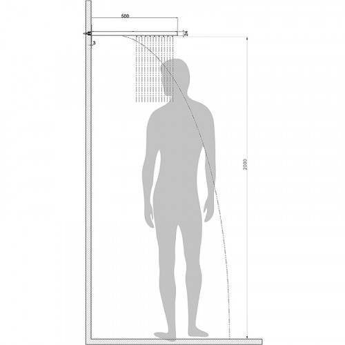 Верхний душ Bossini Manhattan I00570.073 Черный матовый нержавеющая сталь на стену