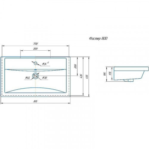 Раковина Sanflor Kirovit Фостер 80 4640021064733 Белая
