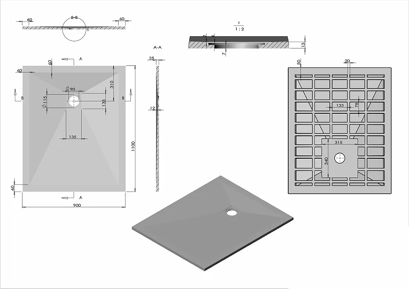 Душевой поддон из искусственного камня Vincea 110x90 VST-4SR9011W Белый матовый