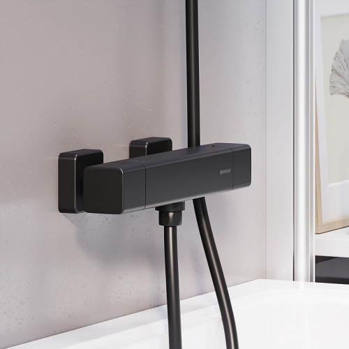 Смеситель для душа Damixa Gala 536000300 с термостатом Черный матовый латунь на стену