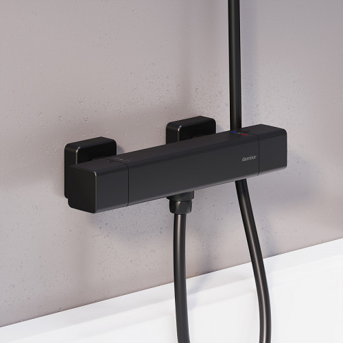 Смеситель для душа Damixa Gala 536000300 с термостатом Черный матовый латунь на стену