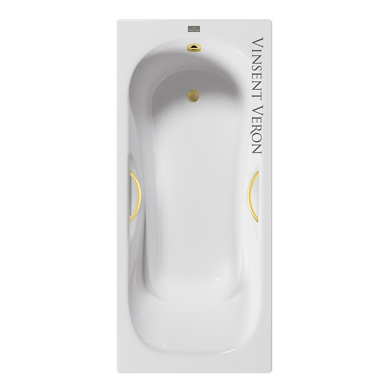 Чугунная ванна Vinsent Veron Aura 170x70 VAU1707042H/VH0015MGD цвет Белый с дугообразными ручками матовое золото