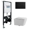 Комплект унитаза Abber Rechteck AC1201-AC0105-AC0121MB с сиденьем Микролифт и клавишей смыва цвет Черный матовый